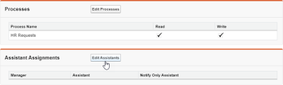 Screenshot: Selecting Edit Assistants in the Assistant Assignment section